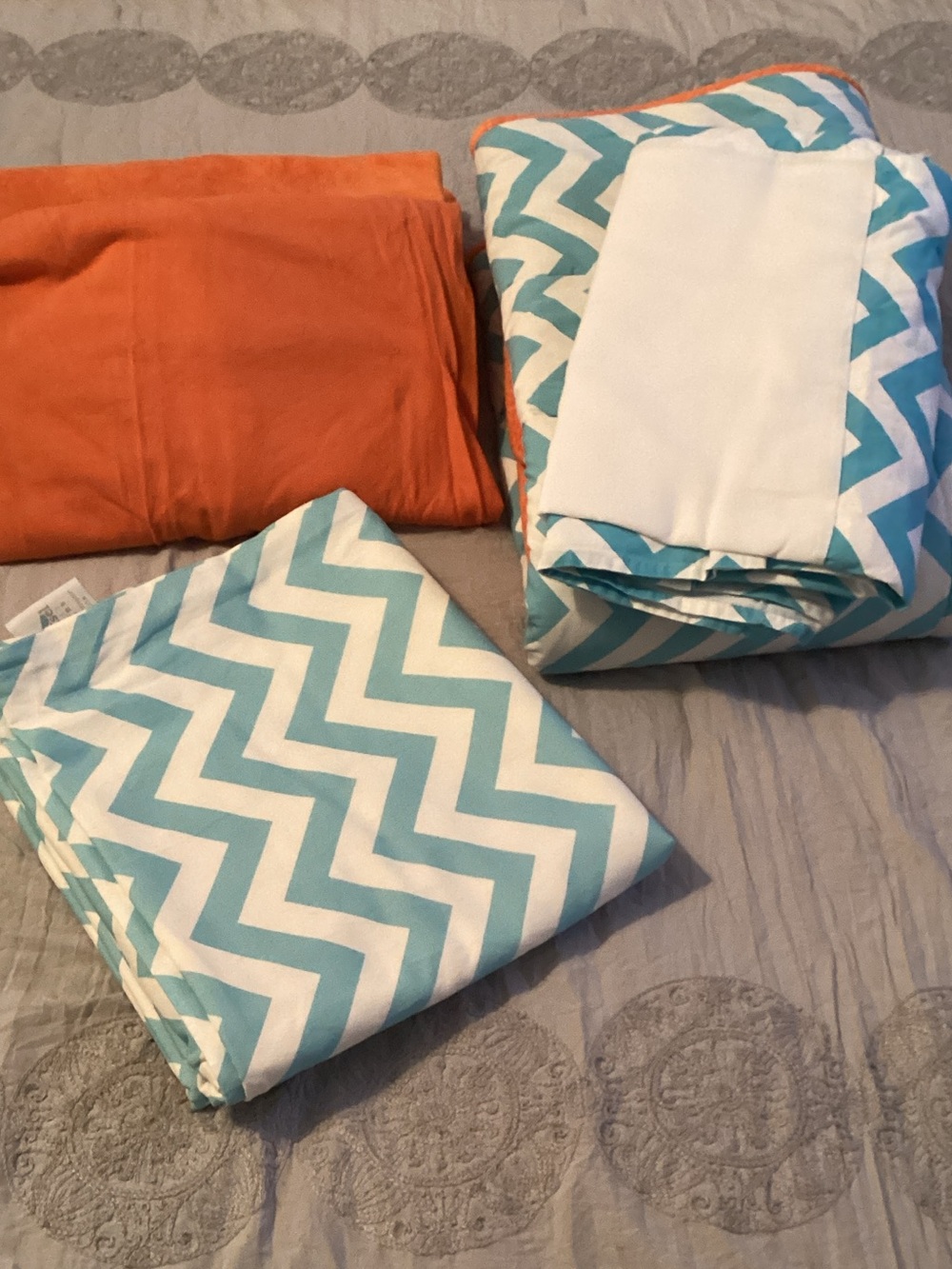 Turquoise Chevron Crib Bedding & Curtains